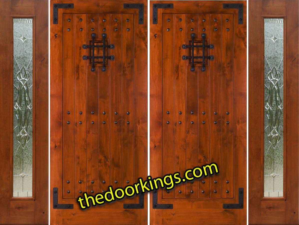 sw70 knotty alder double door with two shannon sidelites